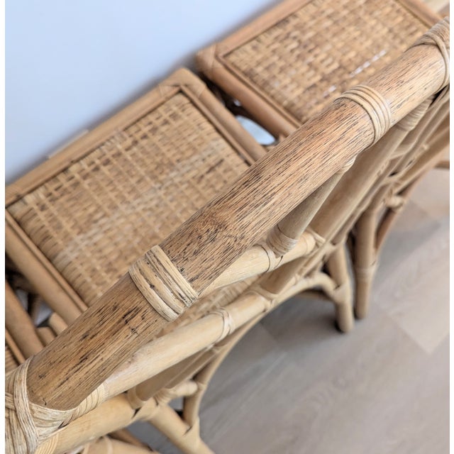 Vintage Chippendale Bamboo Rattan Chair Pair Natural Fretwork For Sale - Image 16 of 16