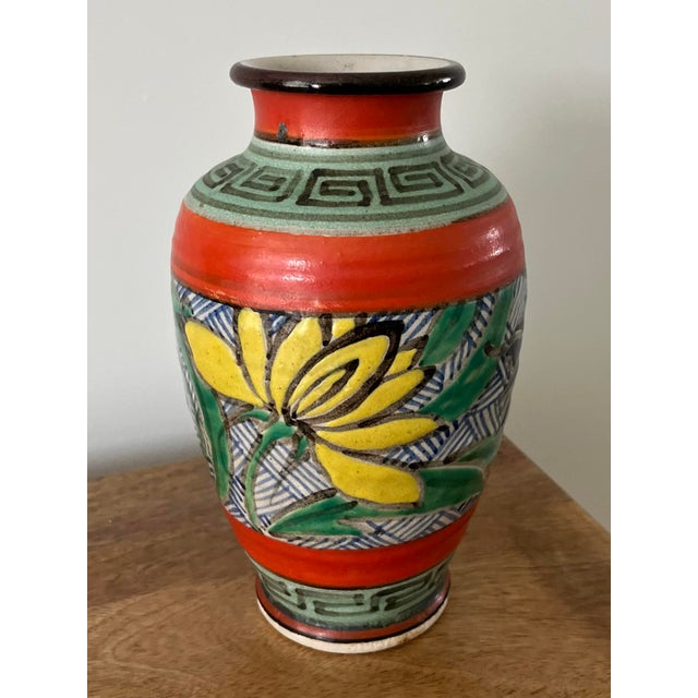 Early 20th Century Awaji Pottery Art Deco Vase For Sale - Image 4 of 9