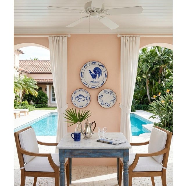 Ceramic Italian Hand-Painted Blue Rooster Ceramic Serving Bowl For Sale - Image 7 of 12