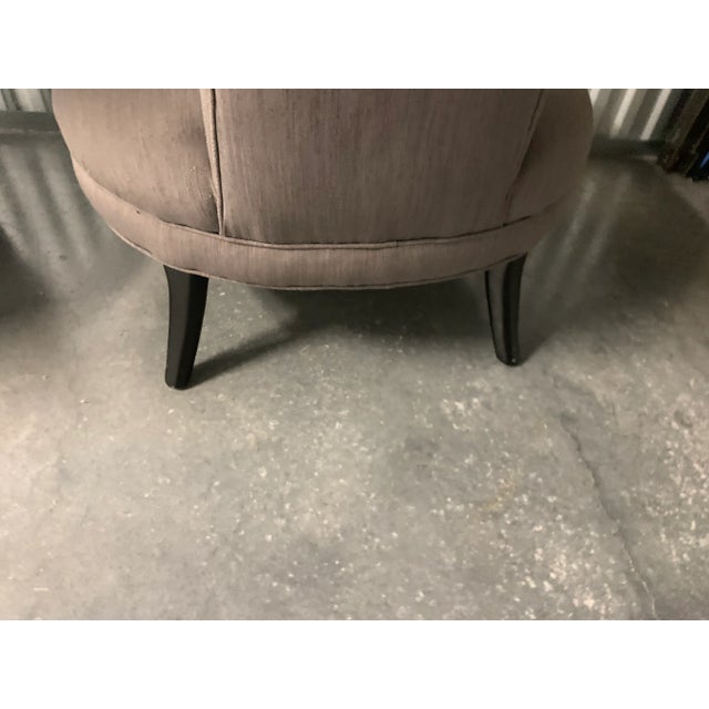 Modern Hollywood Regency Gray Barrel Chairs - A Pair For Sale - Image 3 of 9