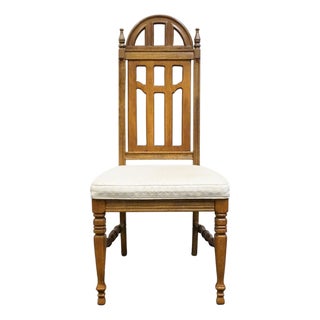 Bassett Furniture Centuria Collection Solid Pecan Mediterranean Style Dining Side Chair 429-42-481 For Sale