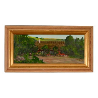 Johan Hilding Hägle, Thatched Roof, 1962, Oil on Canvas, Framed For Sale