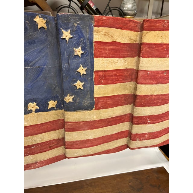 1960s 1960’s Folk Art Flag Waving on Stand For Sale - Image 5 of 12