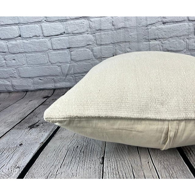 20 x 20 Hemp Pillow Turkish Cushion Natural Grayish White Pillow Cushion Cover For Sale - Image 4 of 4