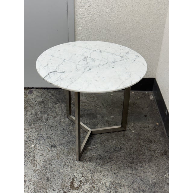 Room & Board Room & Board Classic Venatino Marble Round End Table For Sale - Image 4 of 12