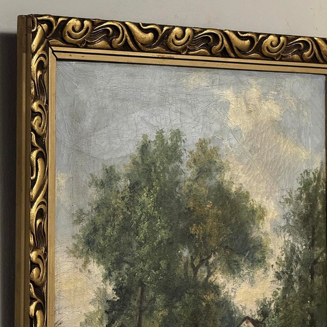 Antique Framed Oil Painting on Canvas by Georges Crehay (1849-1933) For Sale - Image 14 of 16