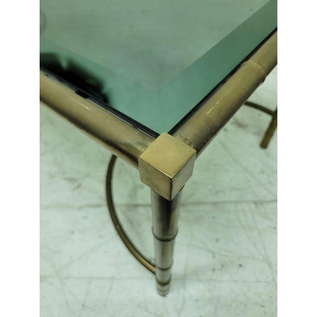 Maison Baguès Vintage Bamboo Effect Brass and Glass Coffee Table, 1950s For Sale - Image 4 of 10