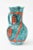 Mid-Century Modern Vintage Abstract Ceramic Pitcher With Handle Turquoise, Teal Turquoise, Orange, White, Italy For Sale - Image 3 of 9