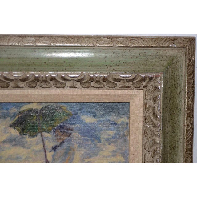 1970s Woman With a Parasol - Madame Monet and Her Son Oil Painting C.1978 For Sale - Image 5 of 8