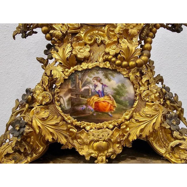 Wood Antique French Louis XV Rocaille Style Mantle Clock For Sale - Image 7 of 13