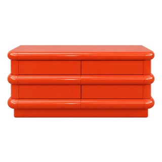 Postmodern Orange Lacquered Bullnose Dresser For Sale