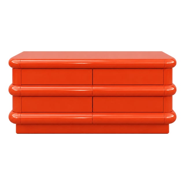 Postmodern Orange Lacquered Bullnose Dresser For Sale