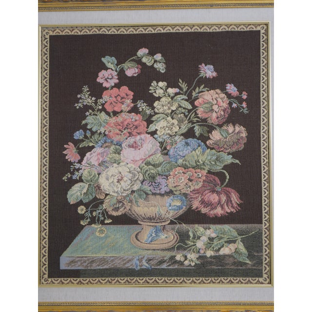 Gold Pair Irish Framed Floral Tapestry Art For Sale - Image 8 of 14