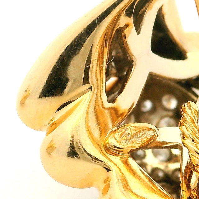 Pair of Primoro Italian 18k Gold Pavé Diamond Earrings, 1980s For Sale - Image 15 of 17