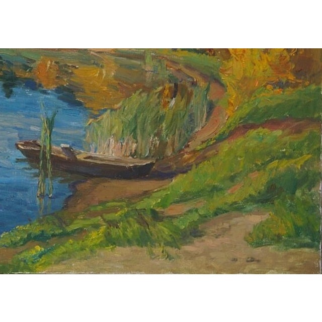 1980s Impressionism River Landscape Painting, Ukrainian Art 70-100 For Sale - Image 6 of 6