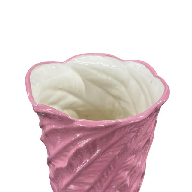 Boho Chic Vintage Pink Banana Leaf Umbrella Stand For Sale - Image 3 of 3