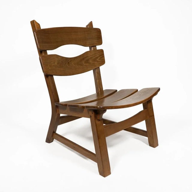 Brown Vintage Brutalist Oak Fireplace Lounge Chairs & Side Table by Dittmann for Awa, 1960s, Set of 3 For Sale - Image 8 of 17