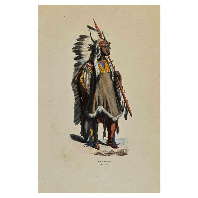 Auguste Wahlen, Chef Mandan, Lithograph, 1844 For Sale