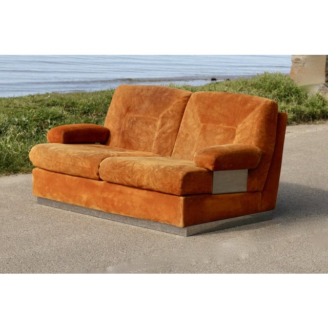 Suede and Steel Orange Sofa, 1970 For Sale - Image 18 of 18
