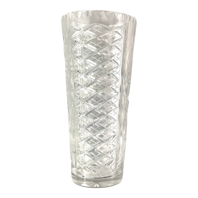 Large 1980s Contemporary Cut Glass Vase For Sale
