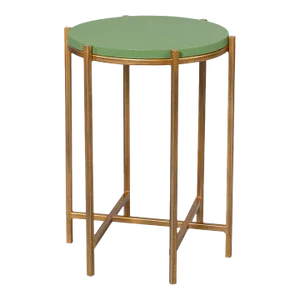 Green Leather Top Accent Table