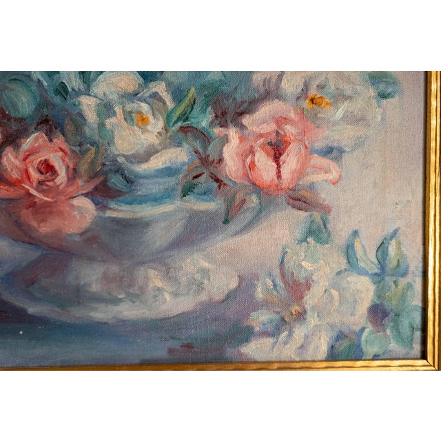 1930's American Impressionist Still Life Painting of Flowers in a Bowl, Signed For Sale - Image 9 of 16