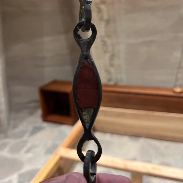 AMBIANIC presents 1950s Pepe Mendoza Vintage Lamp Chain Mexico unmarked Patinated brass and malachite stone Fabulous...