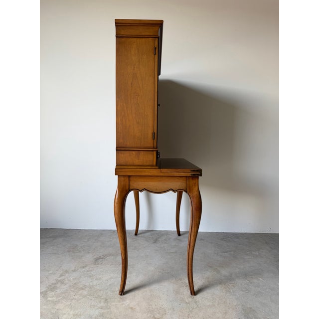 Vintage Weiman French Provincial Louis XV-Style Secretary Desk With Bookcase Hutch For Sale - Image 11 of 13