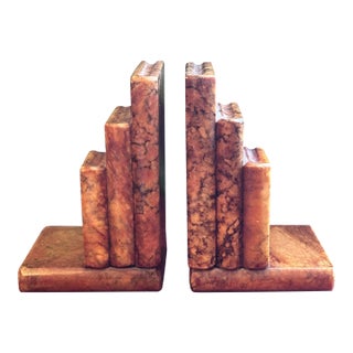 Italian 1970s Alabaster Books Bookend Pair For Sale