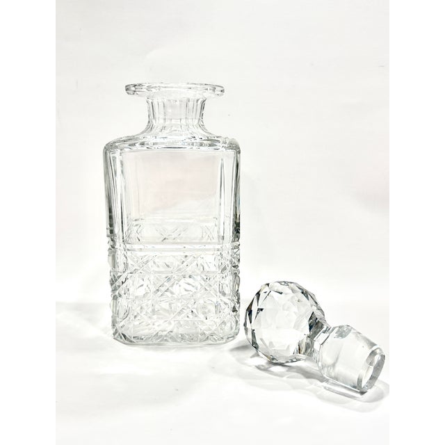 Vintage mid century heavy cut crystal scotch or whiskey decanter, by the Edinburgh Crystal Co. Edinburgh, Scotland. Deep...