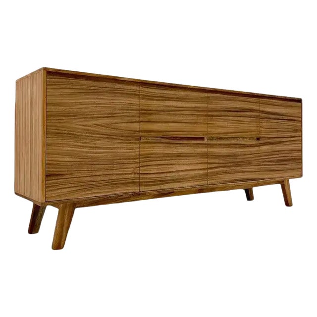 Mid Century Modern Solid Wood Credenza Mexico Import. For Sale