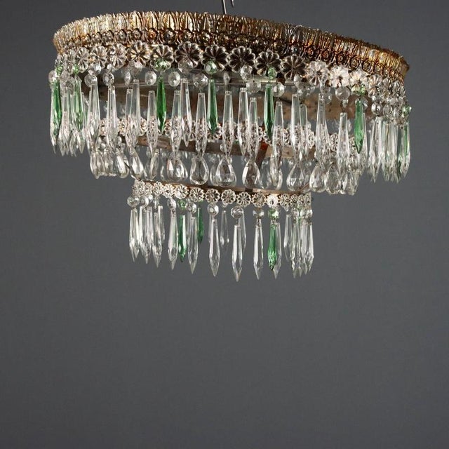 Empire Italian Chandelier in Glass and Gilt Iron For Sale - Image 3 of 9