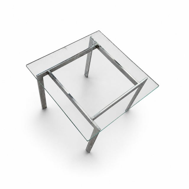 Vintage Modernist Chrome and Clear Glass Square Side Table For Sale - Image 9 of 17