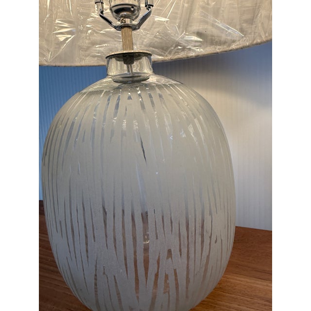 Etched Glass Table Lamps, Pair For Sale - Image 10 of 12