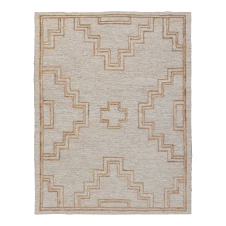 8x10Ft. Natural Jute Cream Taureg Inspired Soumek Jute Hand Woven Rug For Sale
