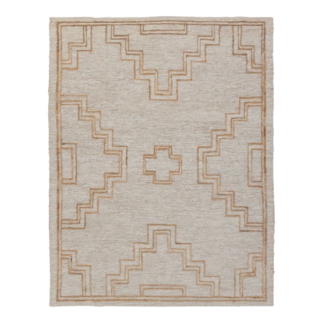 8x10Ft. Natural Jute Cream Taureg Inspired Soumek Jute Hand Woven Rug For Sale