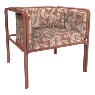 Collector Az1 Armchair Yucca Terracotta Fabric and Red Lacquered Metal by Francesco Zonca For Sale