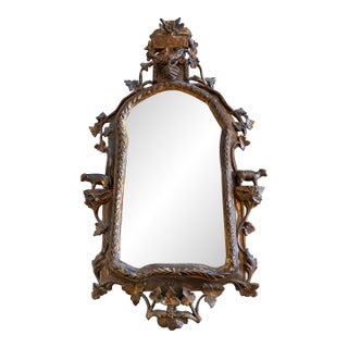 Antique Italian Hand-Carved Gilt Wood Mirror in the Baroque Style For Sale