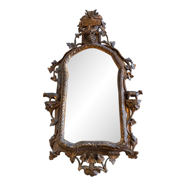 Antique Italian Hand-Carved Gilt Wood Mirror in the Baroque Style For Sale