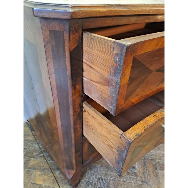 Brown Antique French Commode in Mixed Woods, 1800 For Sale - Image 8 of 9