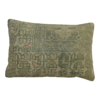 Sea Foam Green Early 20th Century Wool Antique Oushak Rug Pillow For Sale