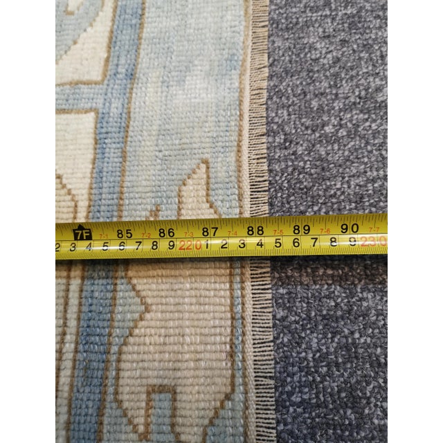 Vintage Geometric Turkish Hand-Knotted Oushak Area Rug For Sale - Image 12 of 13