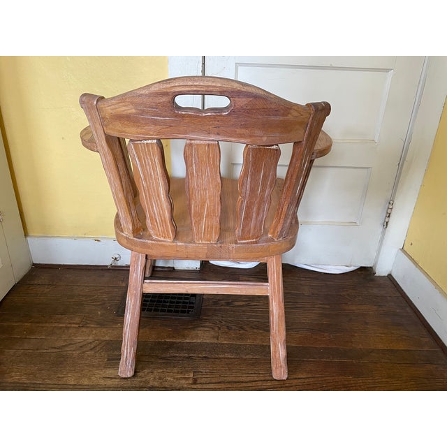 A. Brandt Ranch Oak Furniture Vintage 1963 Attributed to A. Brandt Ranch Oak Rustic Blonde Captains Chair For Sale - Image 4 of 12