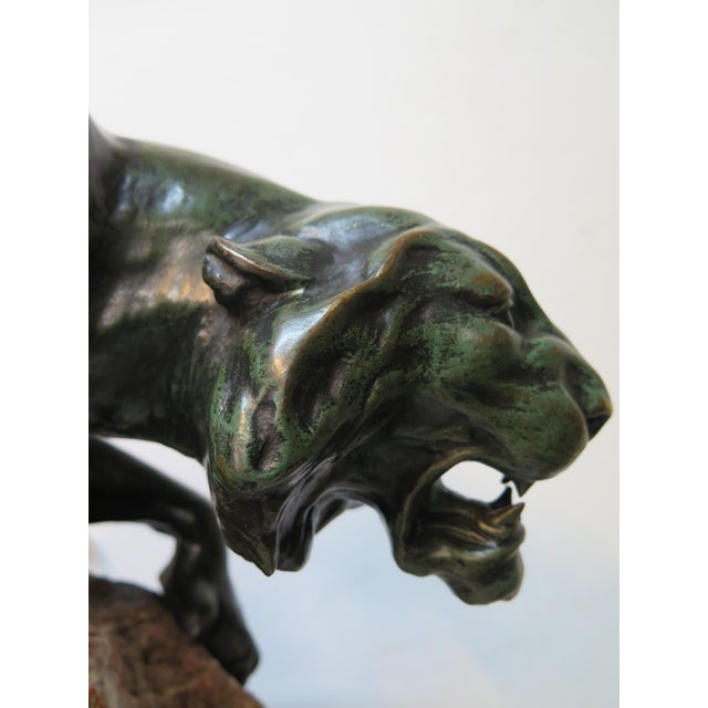 Early 20th Century Bronze Mountain Lion with Tiffany & Co. Clock For Sale - Image 10 of 12