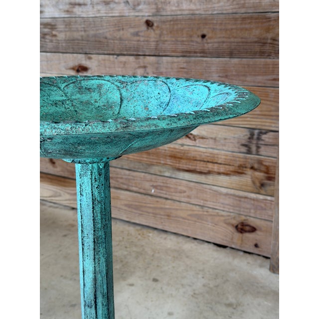 Metal Vintage Cast Iron Garden Tazza or Pedestal Centerpiece With Verdigris Finish For Sale - Image 7 of 12