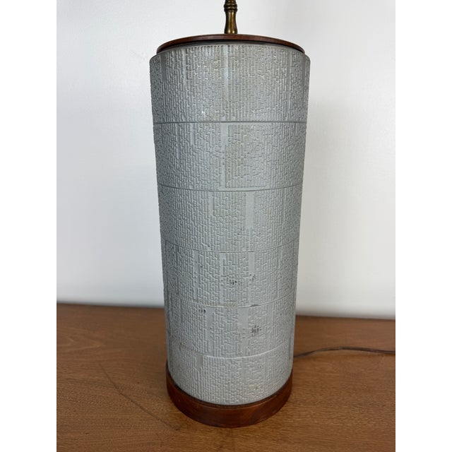 Wood 1960s Mid-Century Modern Wall Street Journal Printing Plate Walnut and Metal Table Lamp For Sale - Image 7 of 10