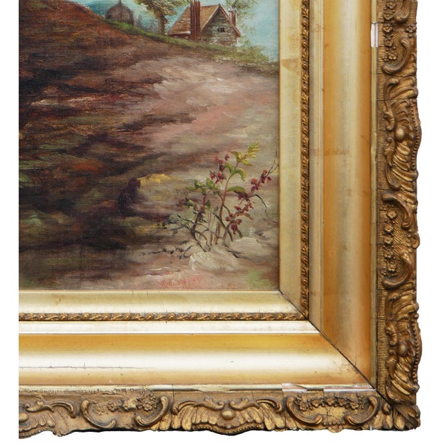 Naturalistic Pastoral Figurative Farm Painting of a Man Sowing Seeds in a Field, Late 19th Century For Sale - Image 9 of 12