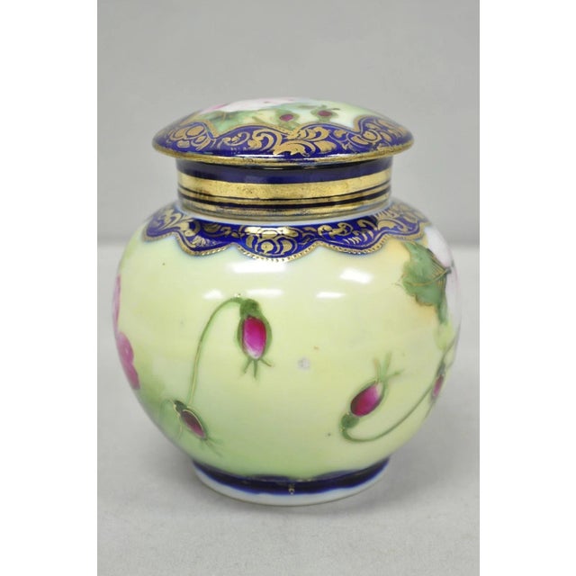 Ceramic Antique I &Ec Co Japan Hand Painted Porcelain Cobalt Blue Covered Ginger Jar For Sale - Image 7 of 16