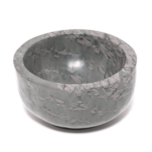 Hand Carved Footed Zhenzhu Stone Basin For Sale - Image 4 of 6
