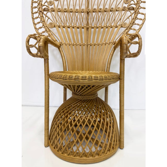 Large Woven Wicker, Reed, Rattan Peacock Emmanuelle Chair For Sale In Miami - Image 6 of 9